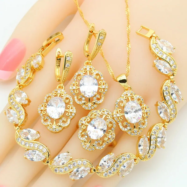 White Zirconia Bridal Jewelry Sets For Women