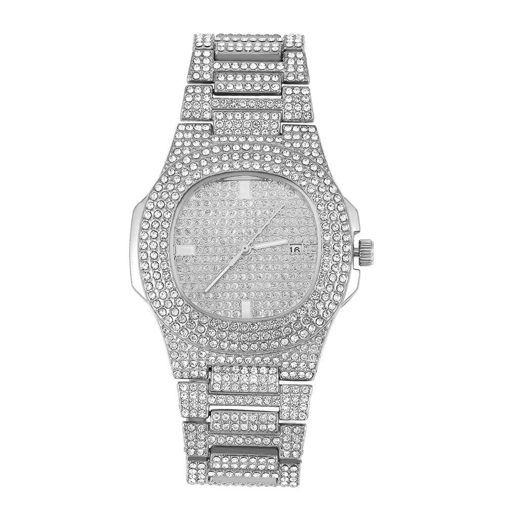 Iced Out Men Watch Hip Hop Diamond Sparkling Quartz Watches