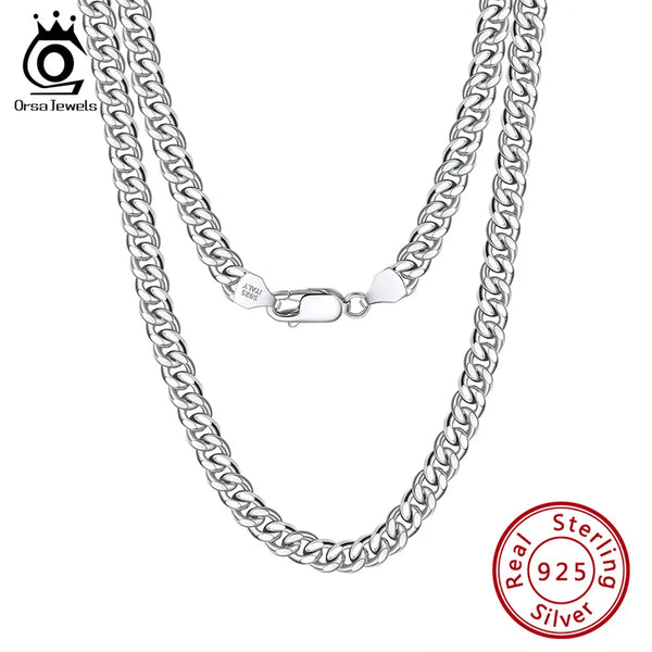 925 Sterling Silver Solid Diamond-Cut Cuban Chain 3.6/5/7mm Link Curb Chain Necklace