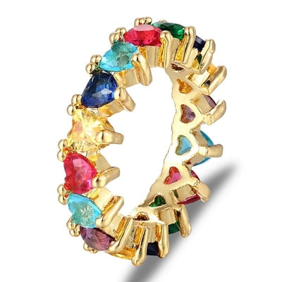 Top Quality Colorful Rainbow CZ Ring For Women