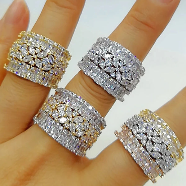 Luxury 3 Rows Stackable Wedding Rings for Women