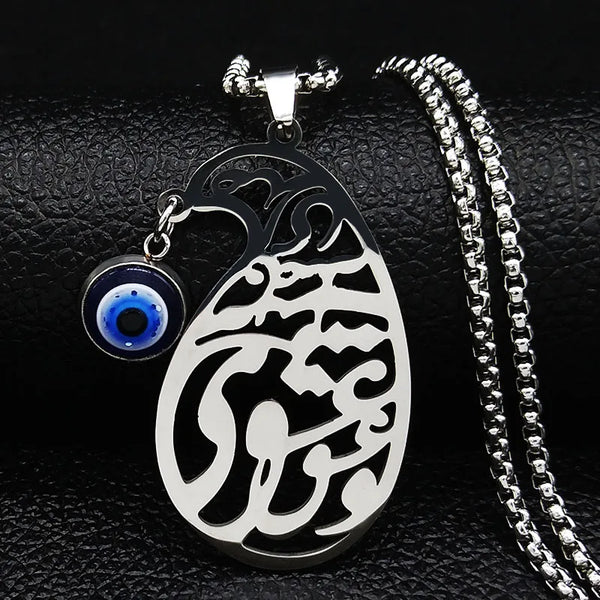 Persian Eshgh Parsi Farsi Stainless Steel Statement Necklace Women Silver Color