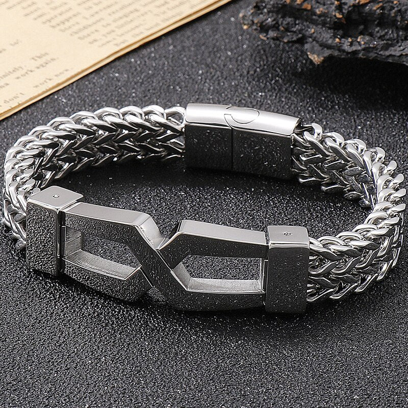 Luxury Gold Plated Men Bracelet Black Stainless Steel 12MM Link Chain