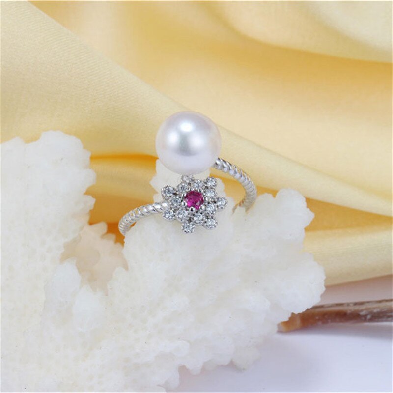 Summer New 925 Sterling Silver Rose Red Flower Finger Rings for Women