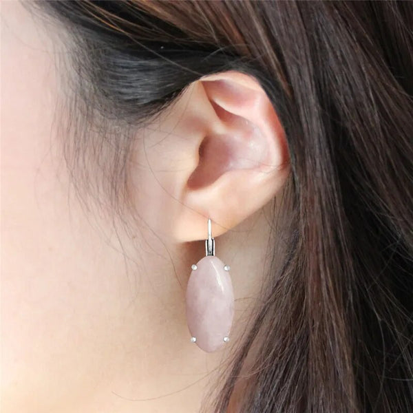 Vintage Eye Shape Natural Quartz Earrings For Women