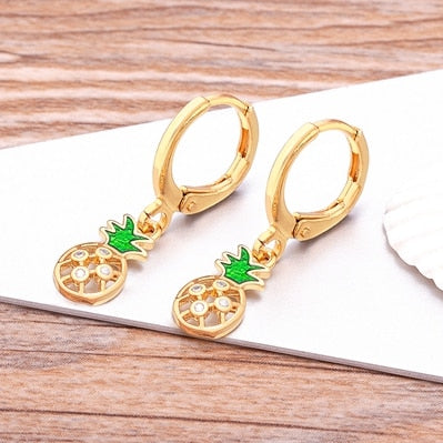 Luxury Bohemian Copper Zircon Gold Color Evil Eye Hoop Earrings for Women