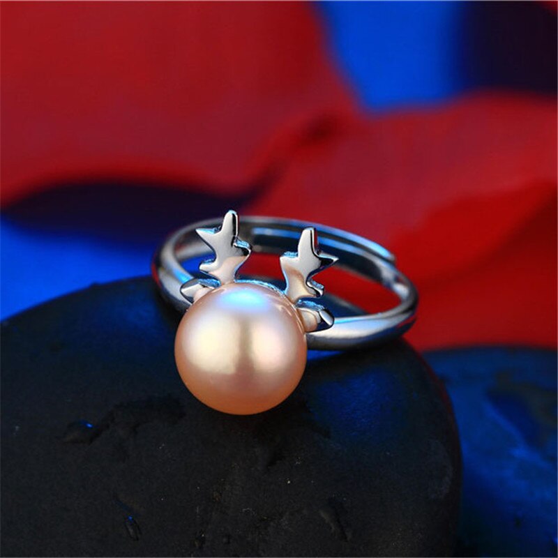 Fine Fawn 8mm Genuine Natural Pearl Ring, 925 Sterling Silver Rings for Women