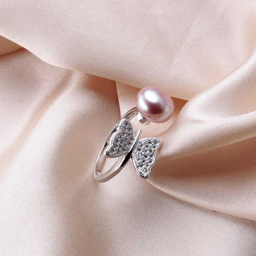 Simple Butterfly Shape 925 Sterling Silver Zircon Women Ring