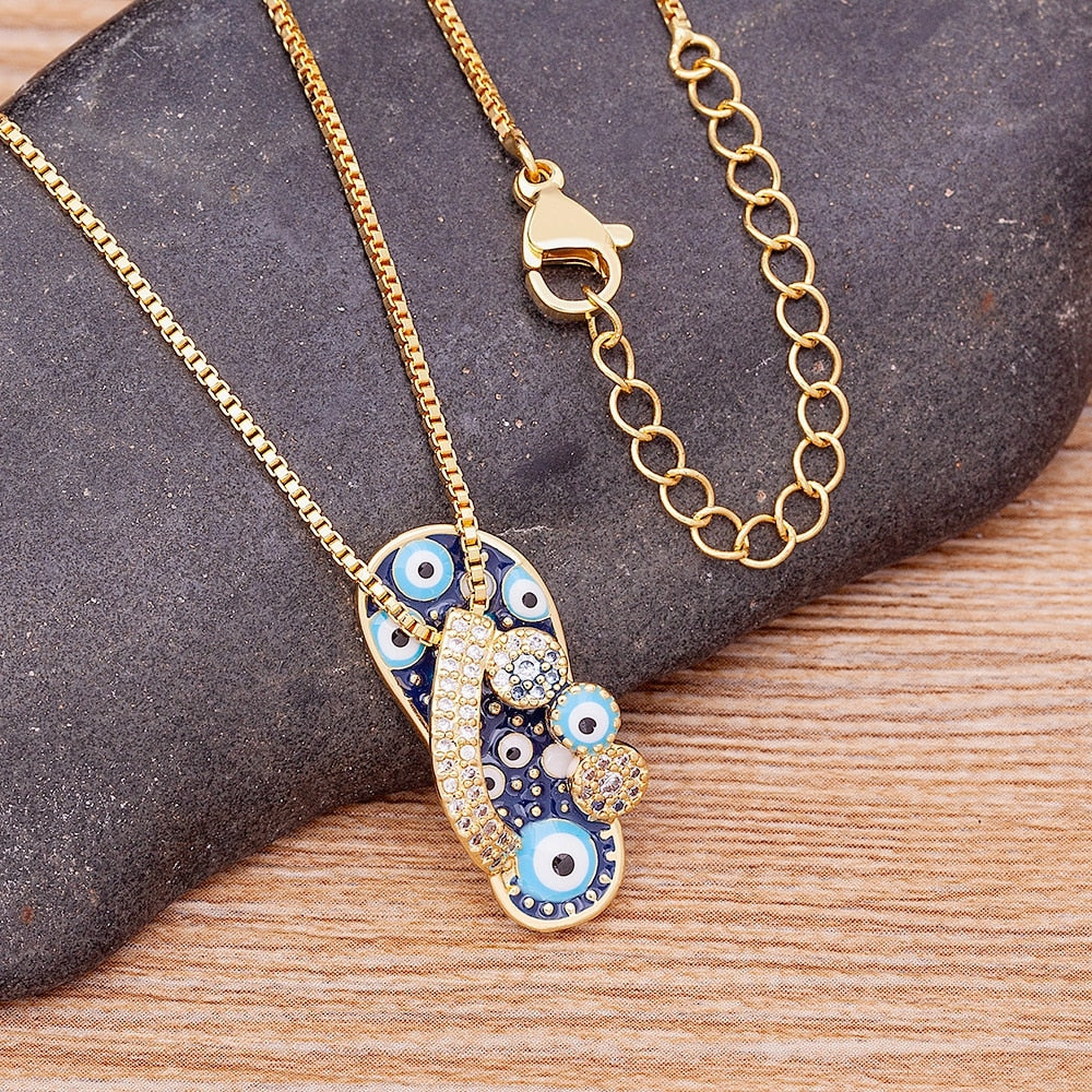 Mirco Pave CZ Rhinestone Enamel Slipper Pendant For Women