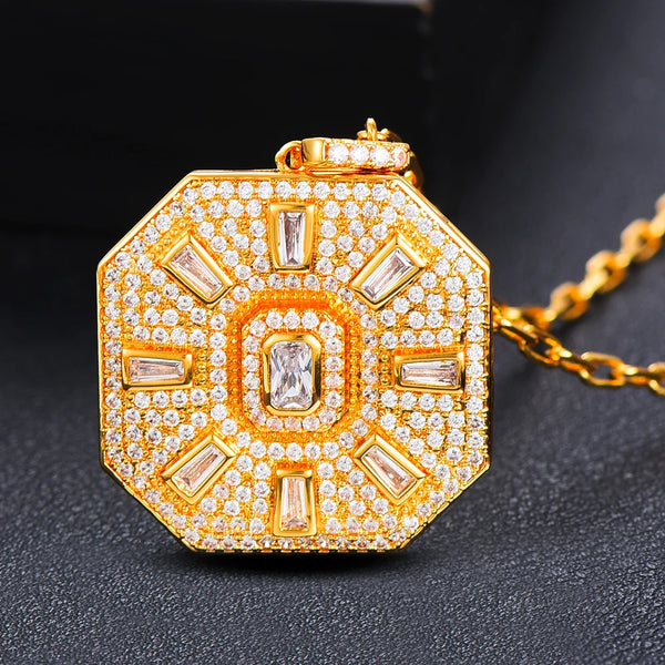 Luxury Exquisite Noble Chains Square Pendant Drop Necklace Jewelry for Women Girl