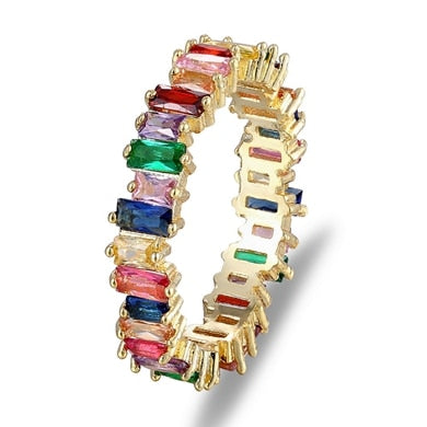 Top Quality Colorful Rainbow CZ Ring For Women