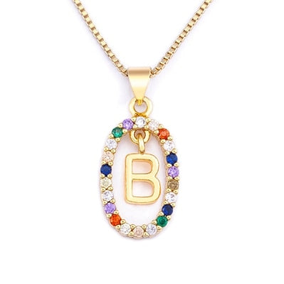 New Hot Sale Colorful 26 Letters A - Z Initial M S C K Alphabet Pendant Long Chain Necklace