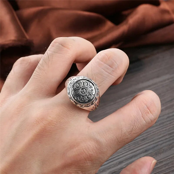 925 Sterling Silver Buddhism Lotus Rings for Women Men