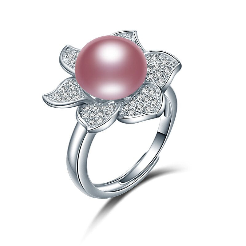 Flower 925 Sterling Silver Pearls Ring