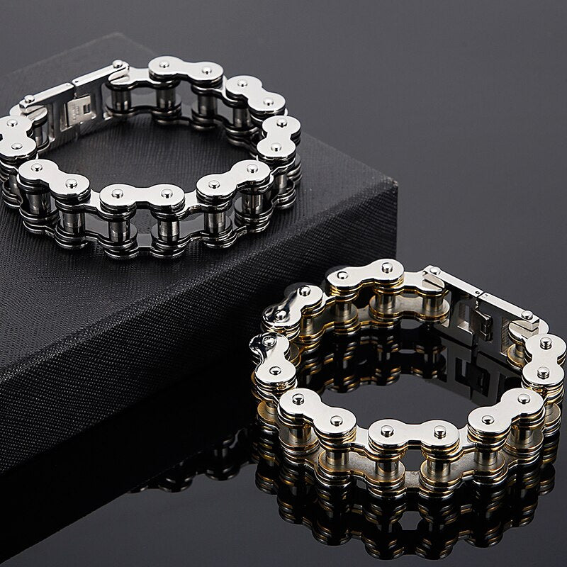 Stainless Steel Bicycle Biker Link Chain Bracelet For Men