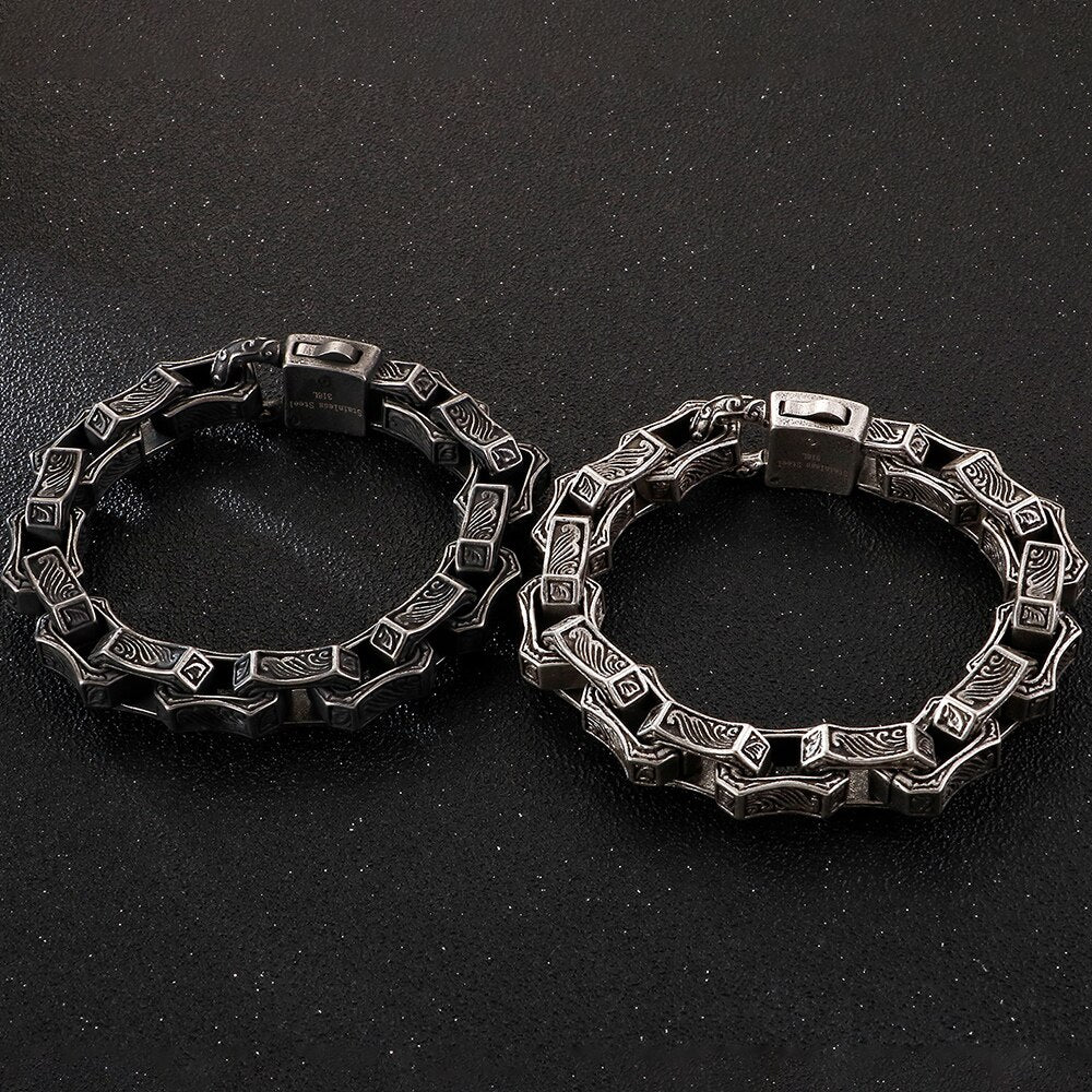 Big Size 23CM Long Man Bracelets Retro 13MM Wide Chain Bracelet for Men