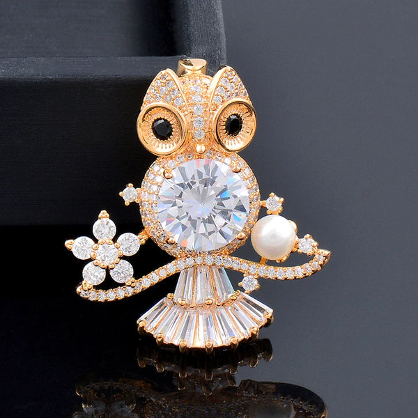 Luxurious Bowknot Owl Sailboat Crown Leaves Pearl Women's brooch