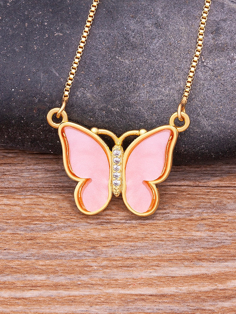 Classic Korean Fashion Cute Butterfly Pendant Necklace for Women