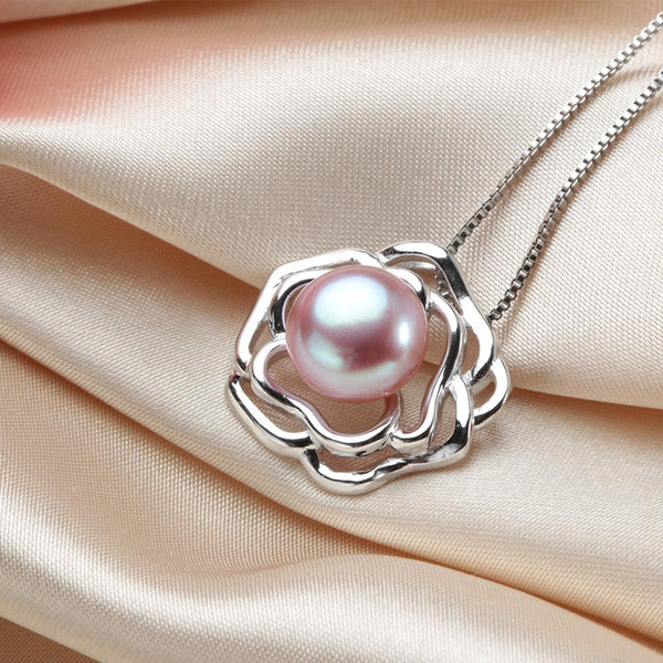 Fashion 925 Sterling Silver Peony Shape Pendant For Women