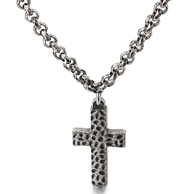 Classic 5MM Thick Chain Link & Cross Bracelet Men Male Religious Jewel ...