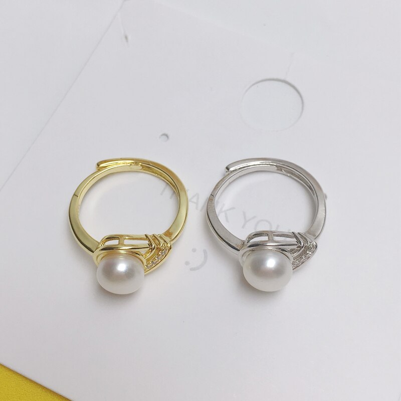 New Trendy Pearl Ring Natural Freshwater Pearl 925 Sterling Silver Ring For Women