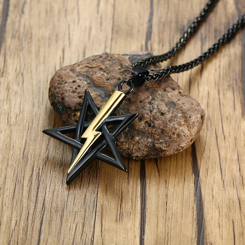 PENTAGRAM WITH LIGHTNING BOLT PENDANT