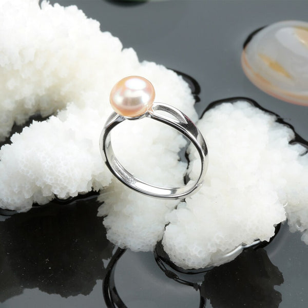 Fashion White Natural Pearl Adjustable Rings For Women