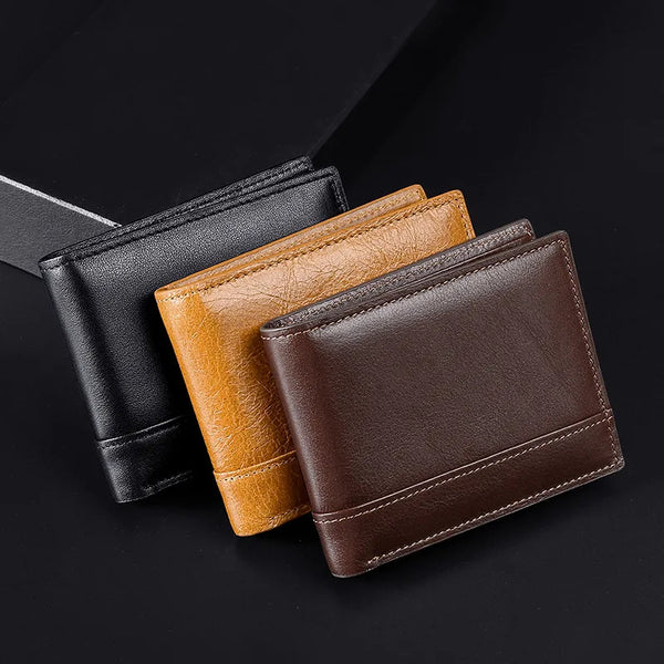 High Quality Genuine Leather Men Wallet Rfid Blocking Card Holder