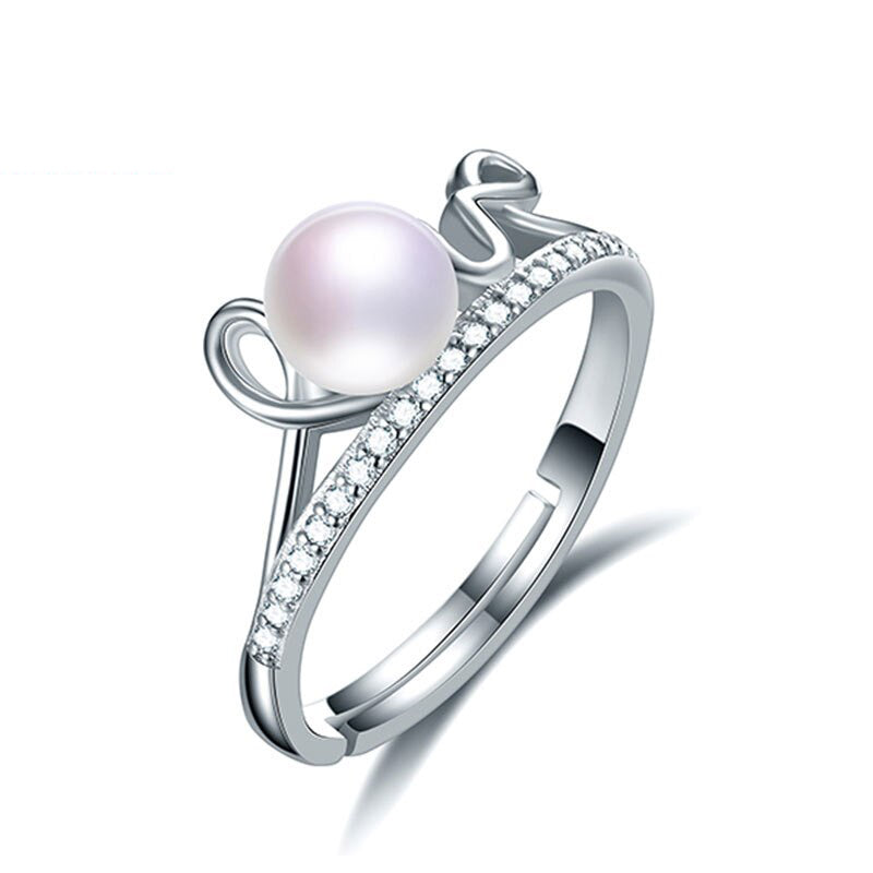 6-7mm White Genuine Natural Pearl Ring