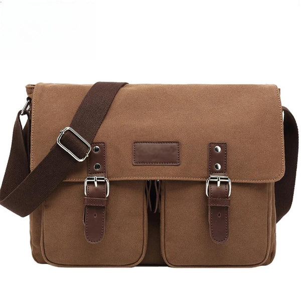 Men Crossbody Bag Expansion Bottom Retro Casual Messenger Student Bag Shoulder Bag