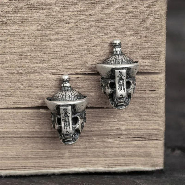 925 Sterling Silver Creative Black vampire zombie Skull Stud Earrings