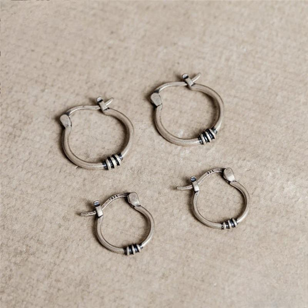 925 Sterling Silver Creative Retro D-Shape Half Circle Hoop Earring