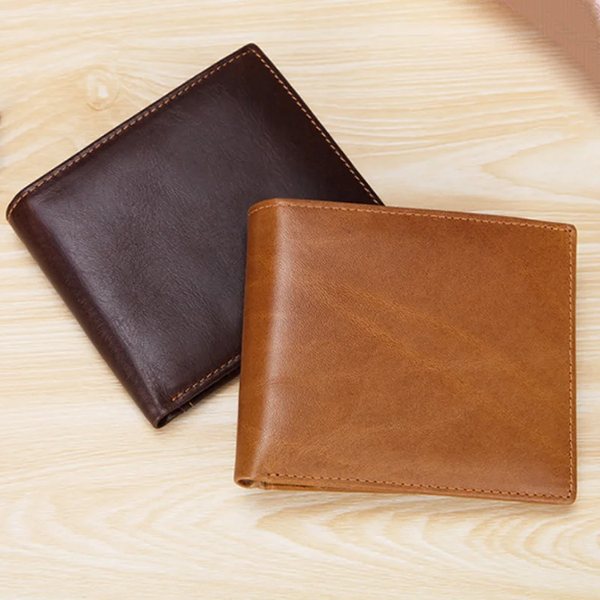 Genuine Leather Men Wallet Vintage Designer RFID Blocking Card Holder