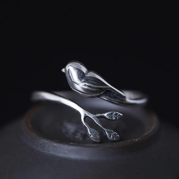 925 Sterling Silver Creative Retro Bird Rings Punk Street Style Ring for Women Men