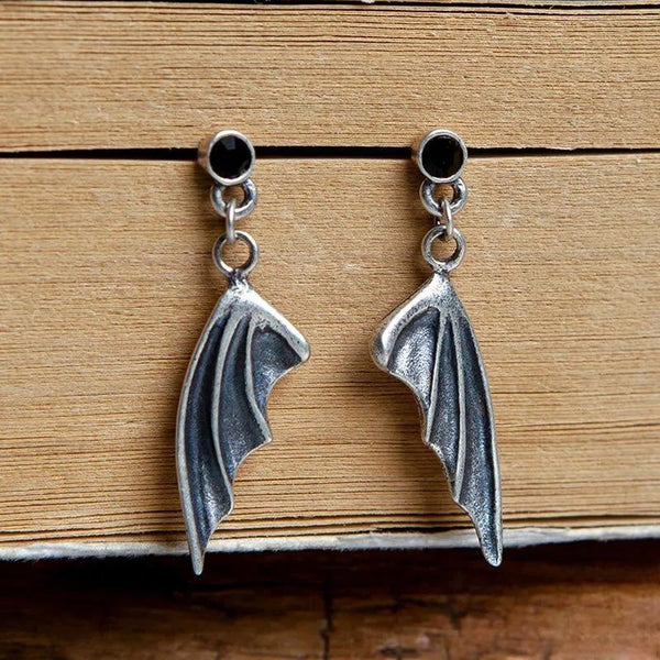 925 Sterling Silver Creative Retro Little Devil Wings Drop Earring