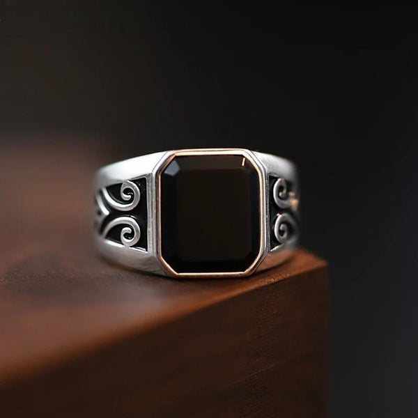 S990 Sterling Silver Black Ring Men's Trend Personality Men's Accessories Fashion Ring