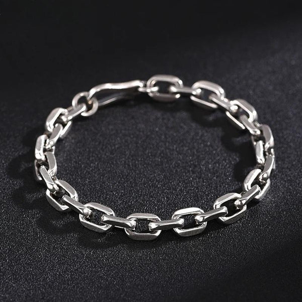 S925 Silver Hip Hop Too Angle Chain Bracelet Male Tide Thai Silver Ins Niche