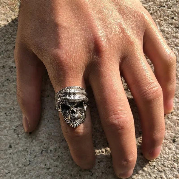 Luxury Skull Ring 925 Silver Adjustable Size 6-13  Beard Rings For Men