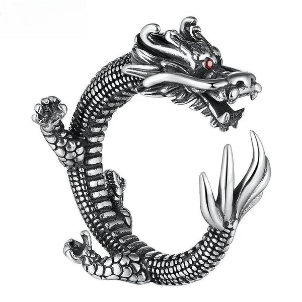 Vintage Dragon Ring Adjustable 925 Sterling Silver Rings For Men