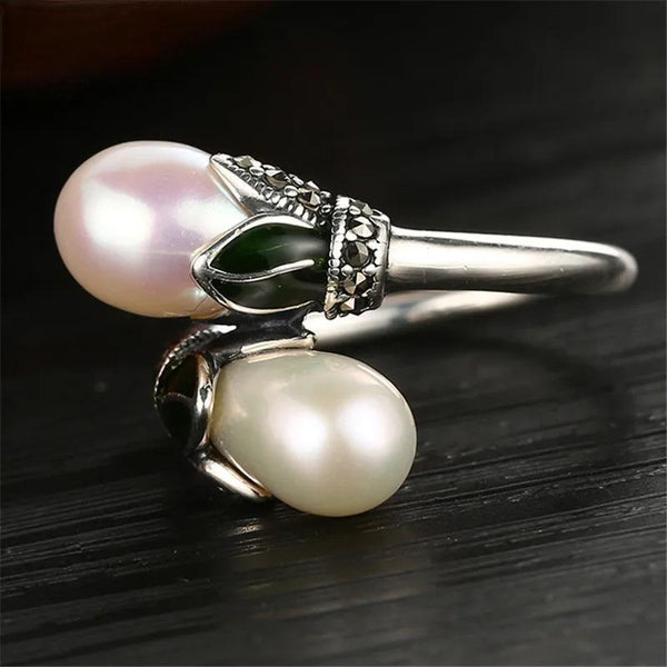 Freshwater Pearls Rings Real 925 Sterling Silver Vintage Natural Peal Finger Ring For Women