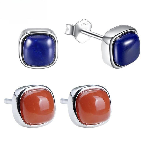 925 Sterling Silver Jewelry Natural Lapis Lazuli Earrings For Women