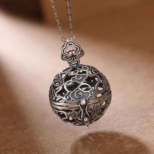 925 Sterling Silver Hollow Cage Pendant Filigree Ball Box Silver Clound Necklace Locket Pendants