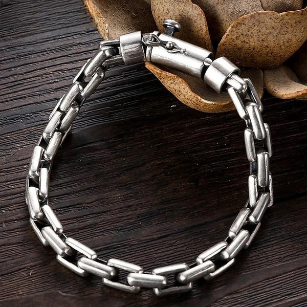 Men's Bracelet 925 Sterling Silver Bracelets Male 6/8mm Men Toggle-clasps Bangles