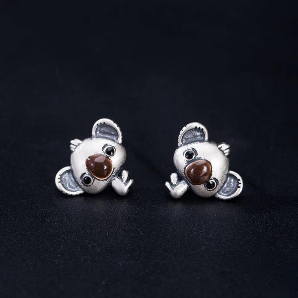 Vintage 925 Sterling Silver Creative Mini Koala Stud Earring