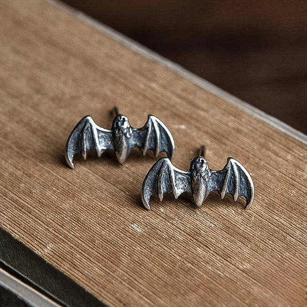 Gothic 100% 925 Sterling Silver Female Bat Earrings