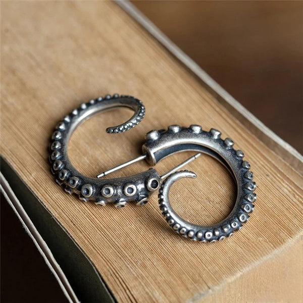 Punk Style Jewelry S925 Silver Cool Octopus Claw Tentacles Ear Stud For Men And Women