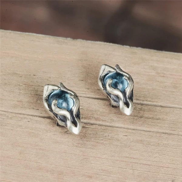 925 Sterling Silver Earrings Men Women Vintage Dragon Soul Stud Earrings