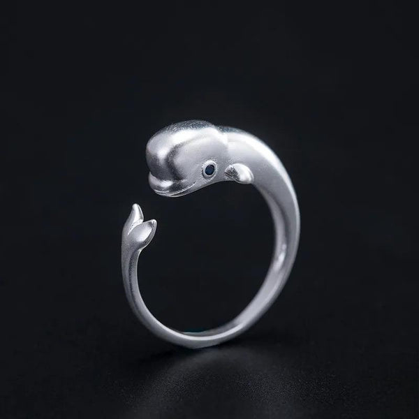 Ocean Style 925 Sterling Silver Cute Beluga Ring