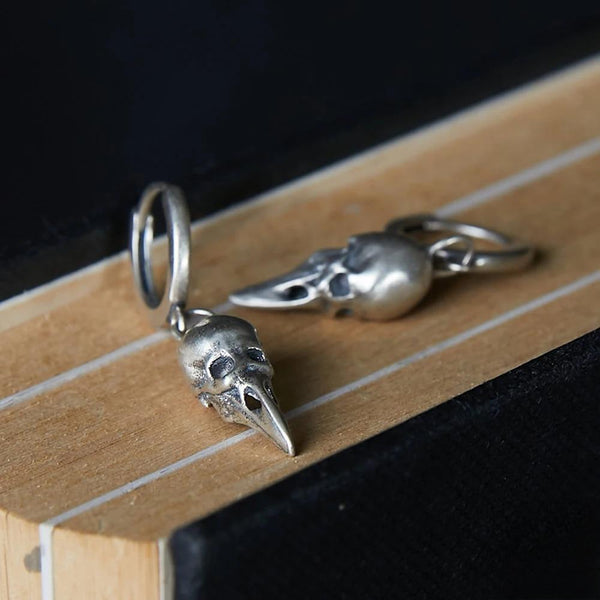 925 Sterling Silver Retro Platypus Skull Pendant Drop Earring