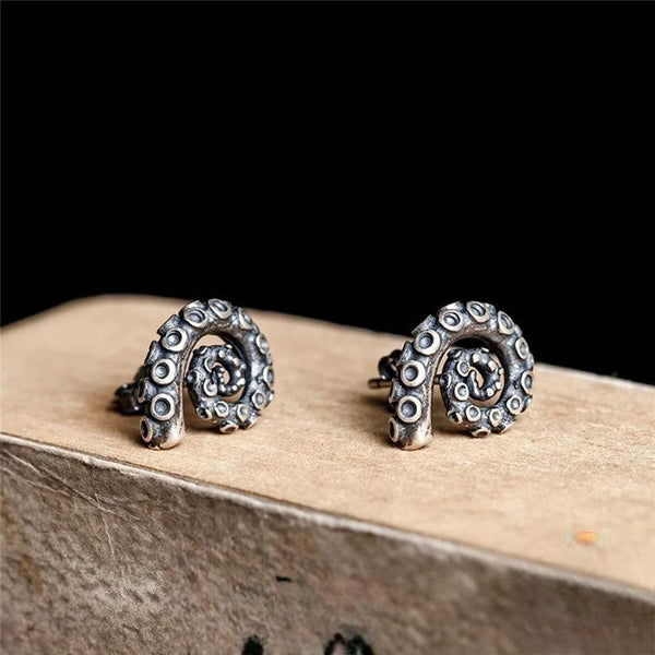 New 925 Sterling Silver Octopus Tentacles Retro Creative Hip-hop Men and Women Punk Earrings